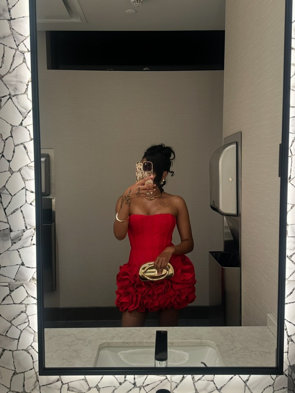 Strapless Red Ruffle Mini Dress - Picture 3 of 3